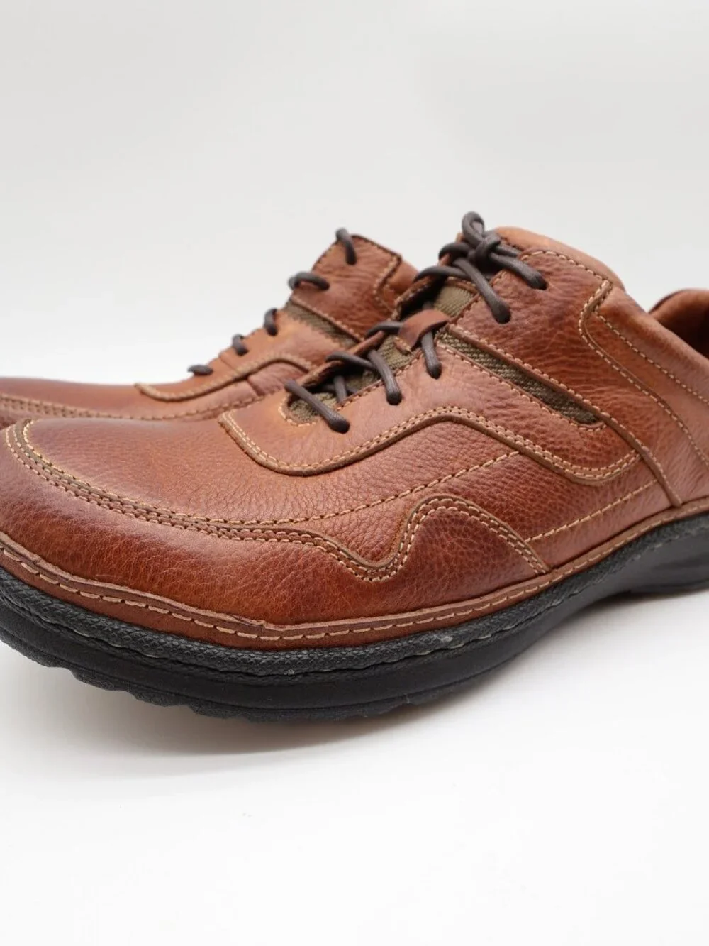 Hush Puppies Pathway Mens 10.5 Tan Leather Comfort Oxford Shoes H100746 NOS